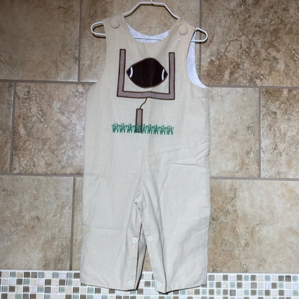 Sundae Afternoon Gingham Football Long Jon 18 Mos